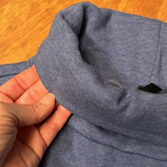 Like new Talbots fleece lined rolled neck blue sweater with gold buttons - Picture 10 of 16